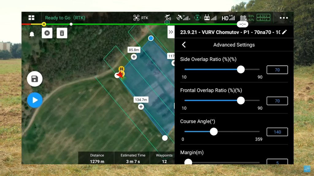 Nastavení letové mise v aplikaci DJI Pilot pro RGB kameru