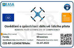 osvědčení o způsobilosti dálkově řídícího pilota (způsobilost A2