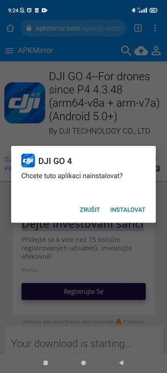 Co dělat, když nefunguje aplikace DJI GO 4 2. krok