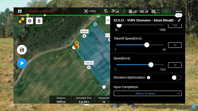 Nastaven í mise v aplikace DJI Pilot pro multispektrální kameru