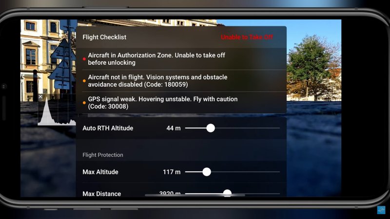 DJI Fly autorizační zóny varování 02
