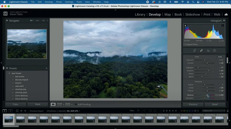 Timelapse process Adobe Lightroom