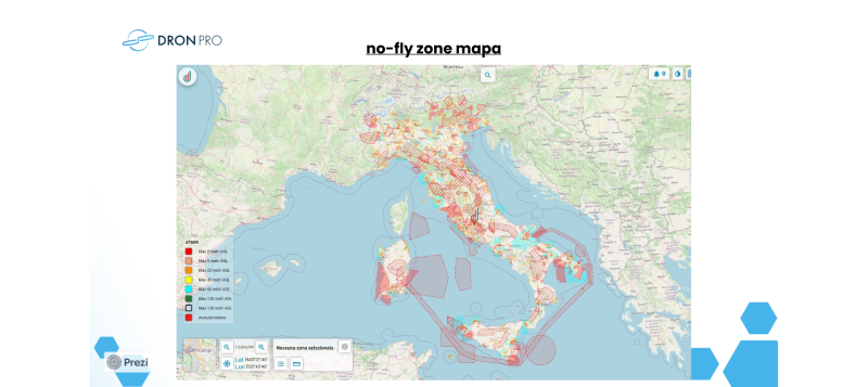 No-fly zone s dronem mapa Itálie