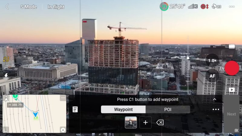 DJI Fly Waypoints Plánování bodu při letu
