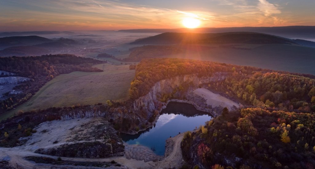 Sunset and quarry drone photography
