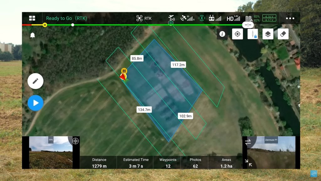 Trajektorie mise pro RGB kameru na dronu