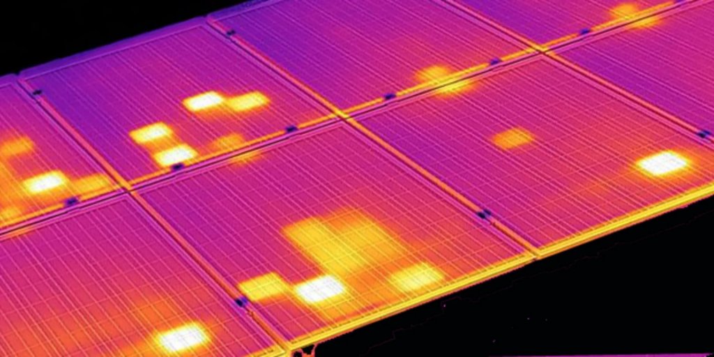 Monitorovaní solárních panelů dronem s termovizí, tzv. hotspoty