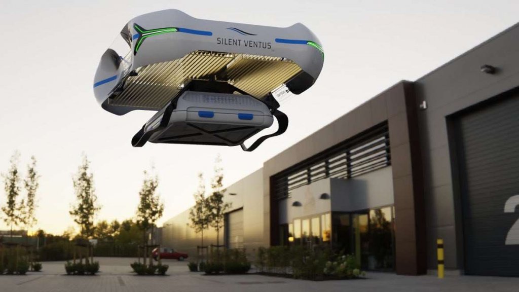 Futuristická podoba zásobovacího dronu s iontovým pohonem - Silent Ventus