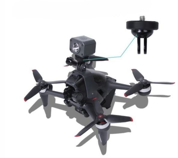 Držák akční kamery na DJI FPV závodní dron nasazení