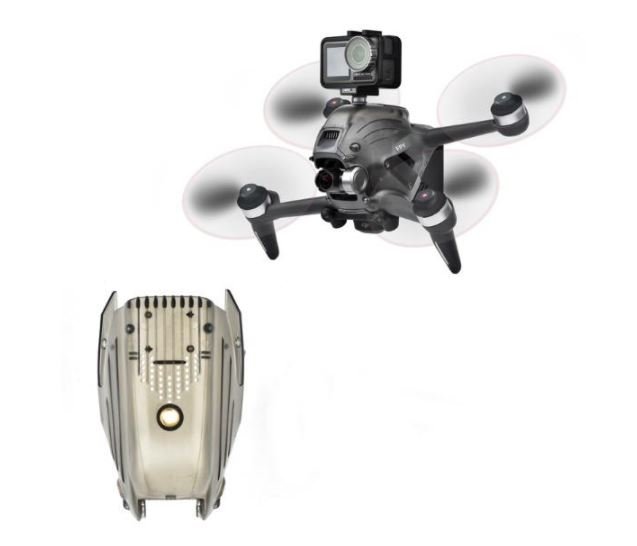 Horní kryt na DJI FPV závodní dron se závitem na akční kameru