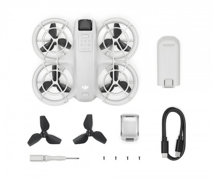 Dron DJI Neo obsah balení shora