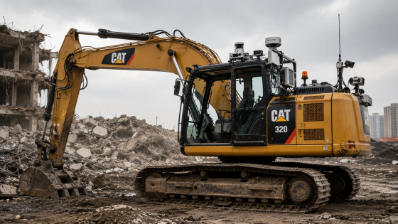 CAT 320 excavator with installed retrofit system