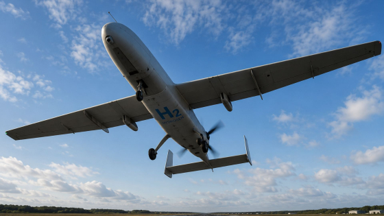 velký fixed-wing DRON pohled zezdola