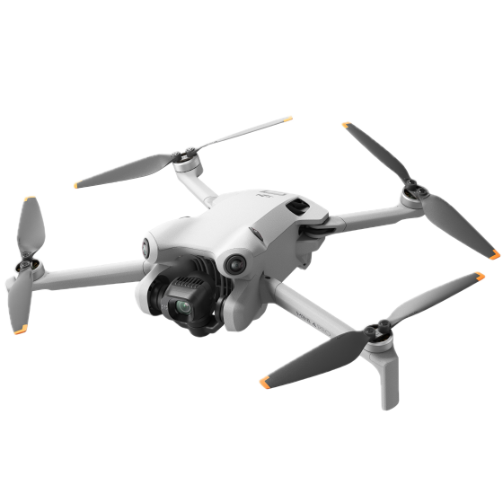 DRON DJI Mini 4 Pro ze předu, ze strany - DRONPRO