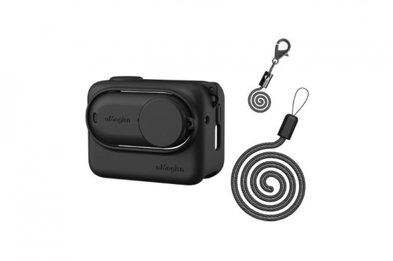 Černý silikonový kryt s poutkem na kameru Insta360 GO 3 + Action Pod