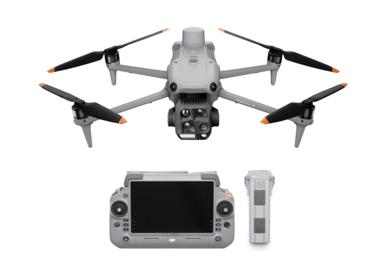 DRON DJI Matrice 4T ze předu, baterie, DJI RC 2 Enterprise  DRONPRO
