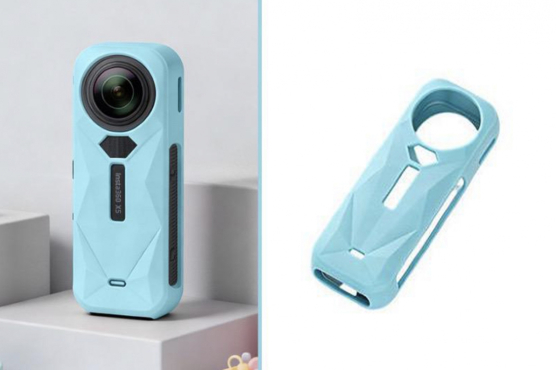 Modrý silikonový ochranný kryt pro akční kameru Insta360 X5.jpeg