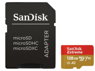 SanDisk MicroSDXC 128GB Extreme A2 UHS-I (V30) U3 + SD adaptér