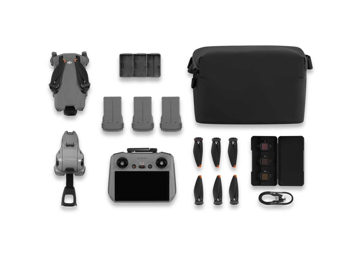 DRON DJI Mini 5 Pro Fly More Combo, DJI RC 2, 3 baterie, ze shora _ DRONPRO