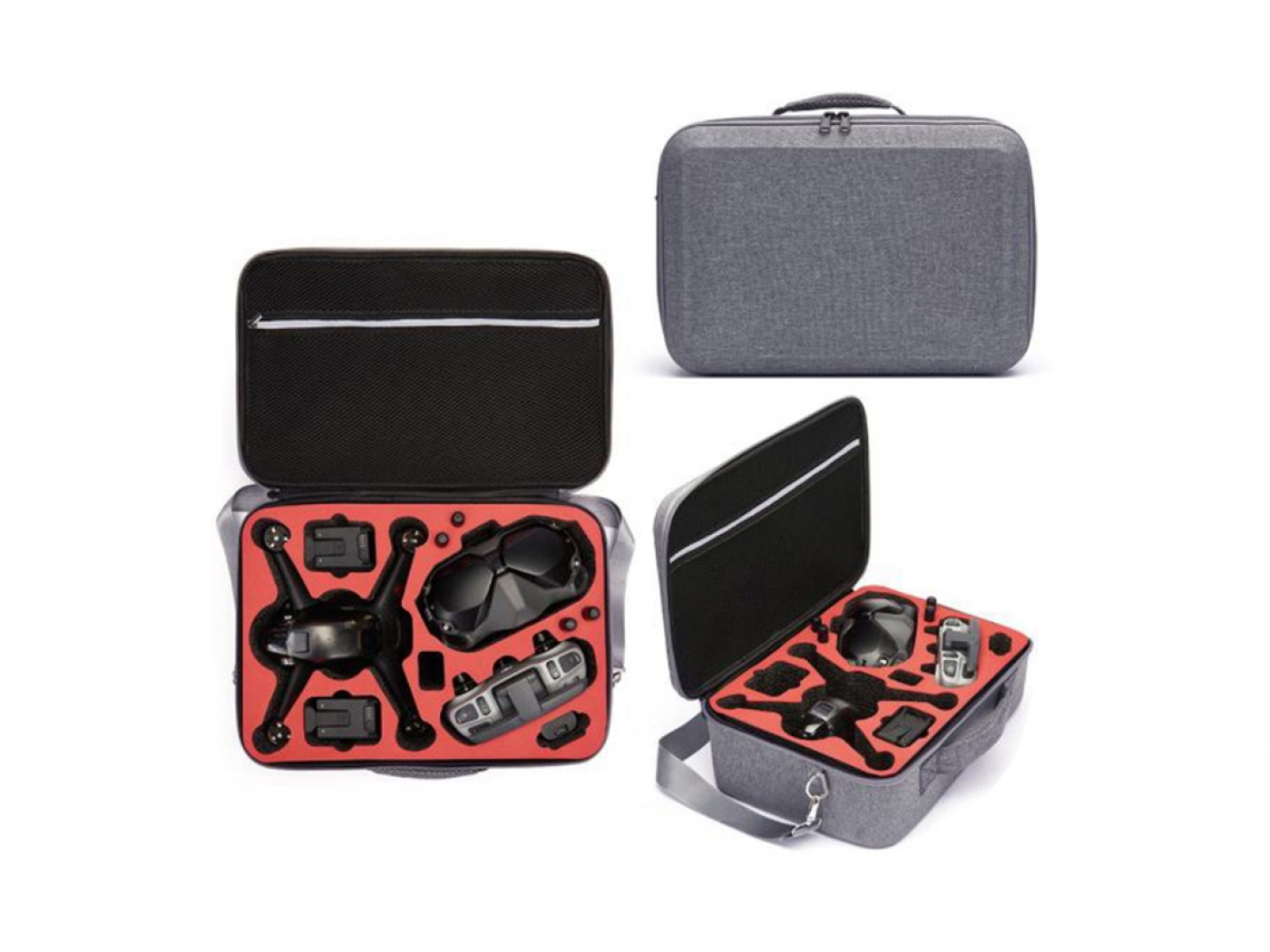 Šedý nylonový kufr na dron DJI FPV závodní dron