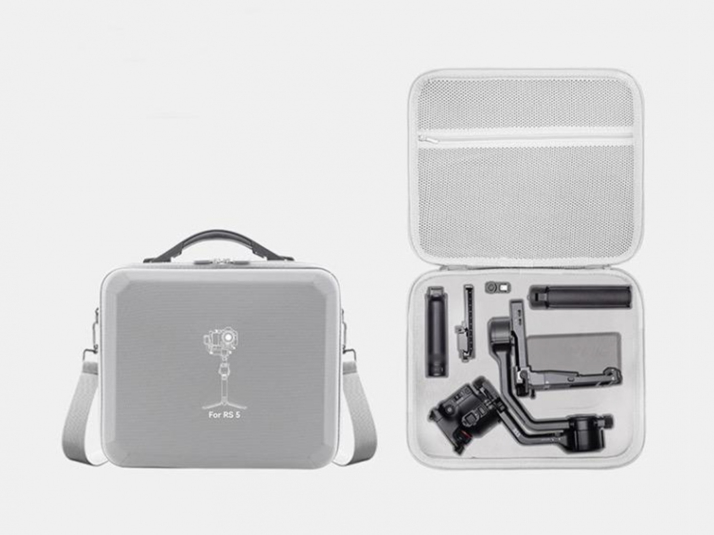 PU brašna přes rameno pro stabilizátor DJI RS 5 (Šedá) uvnítř.jpeg