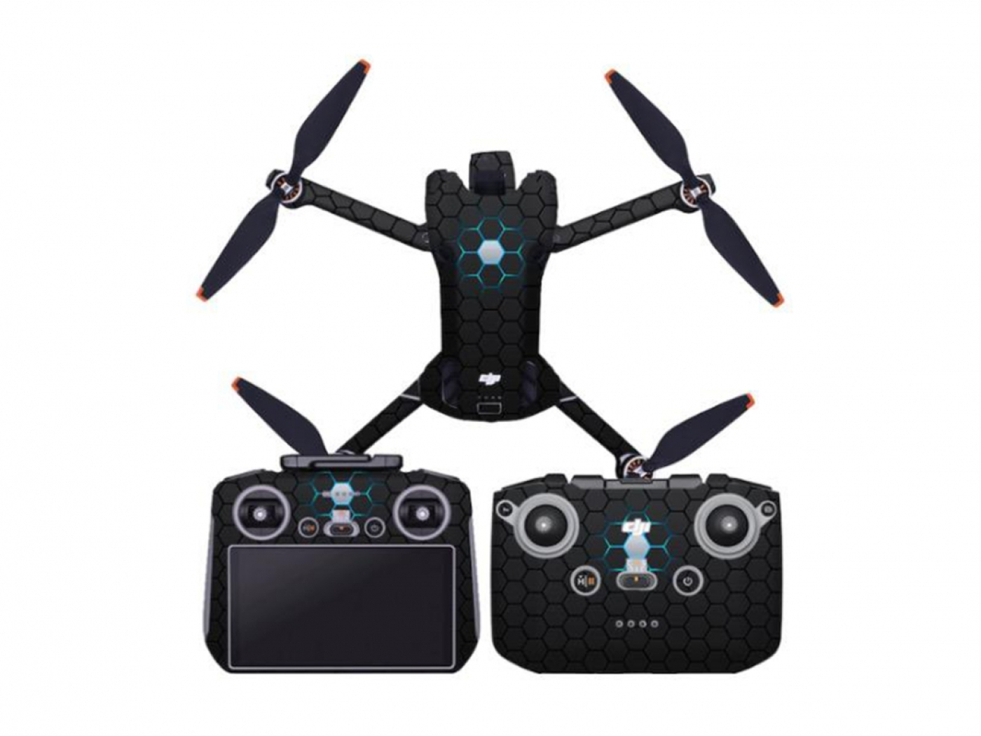 Černý polep na vrchní část dronu DJI Mini 4 Pro + RC-N2
