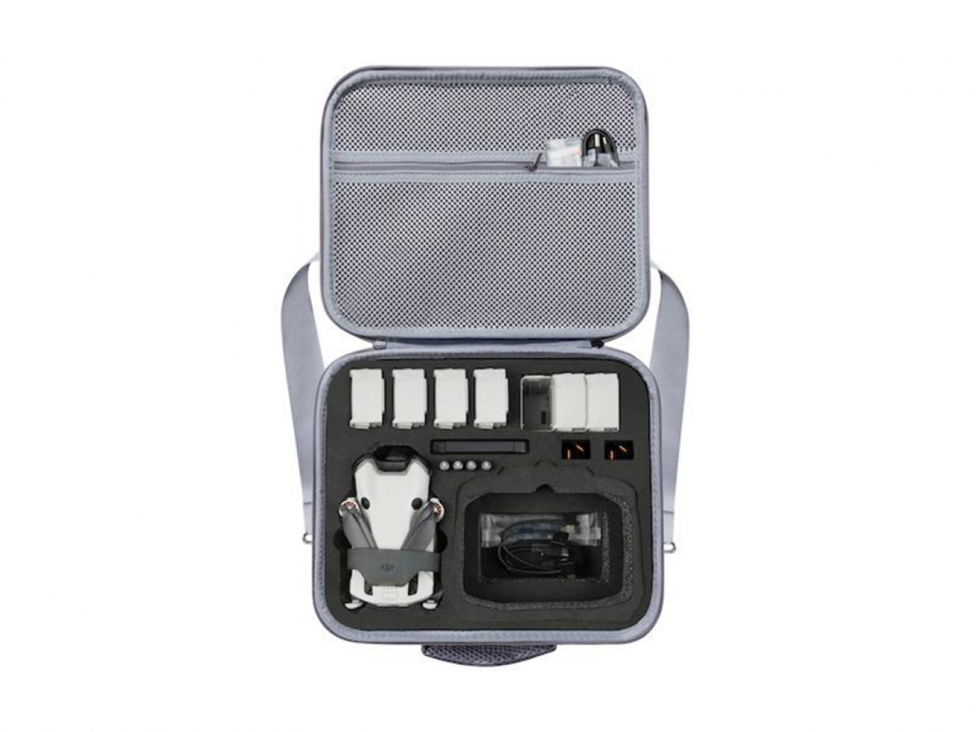 Šedé pouzdro s popruhem přes rameno na dron DJI Mini 4 Pro
