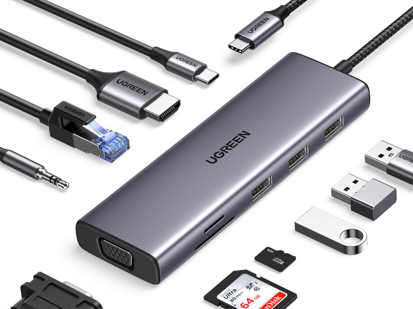 UGREEN USB-C Multifunkční adaptér 10v1