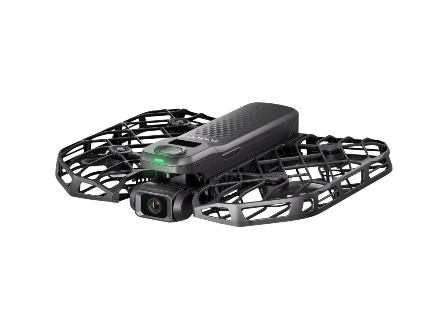 HOVERAir X1 dron černý ze předu ze strany.jpg