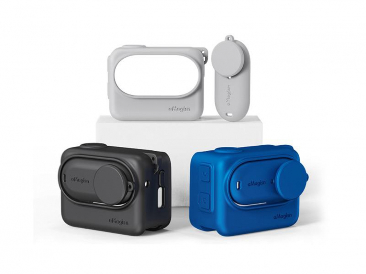 Černý silikonový kryt s poutkem na kameru Insta360 GO 3 + Action Pod