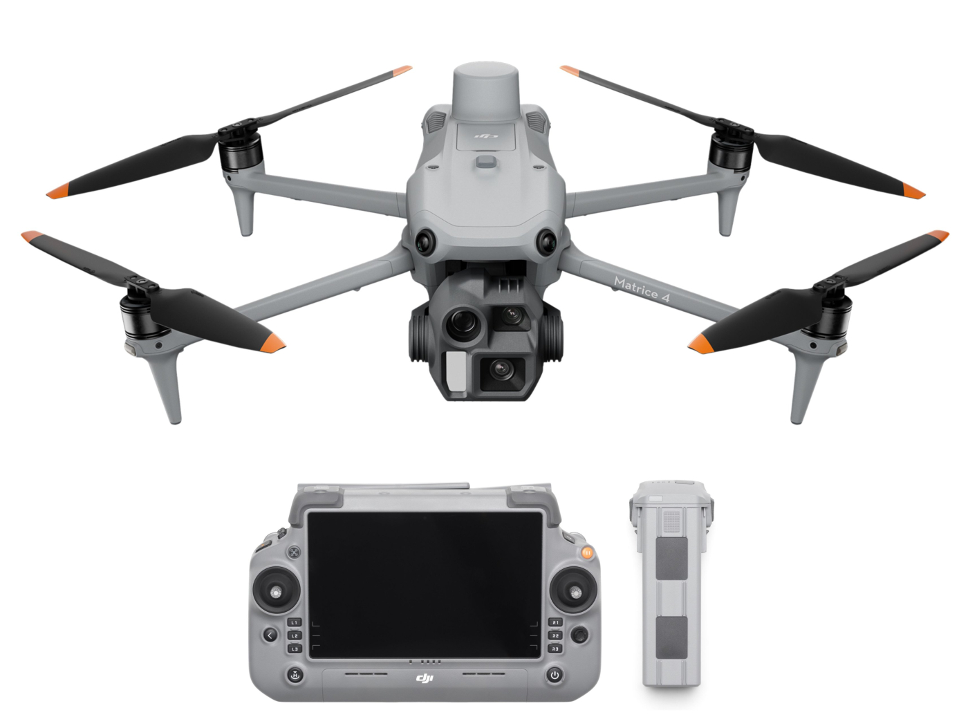 DRON DJI Matrice 4E ze předu, baterie, DJI RC 2 Enterprise  DRONPRO.jpg