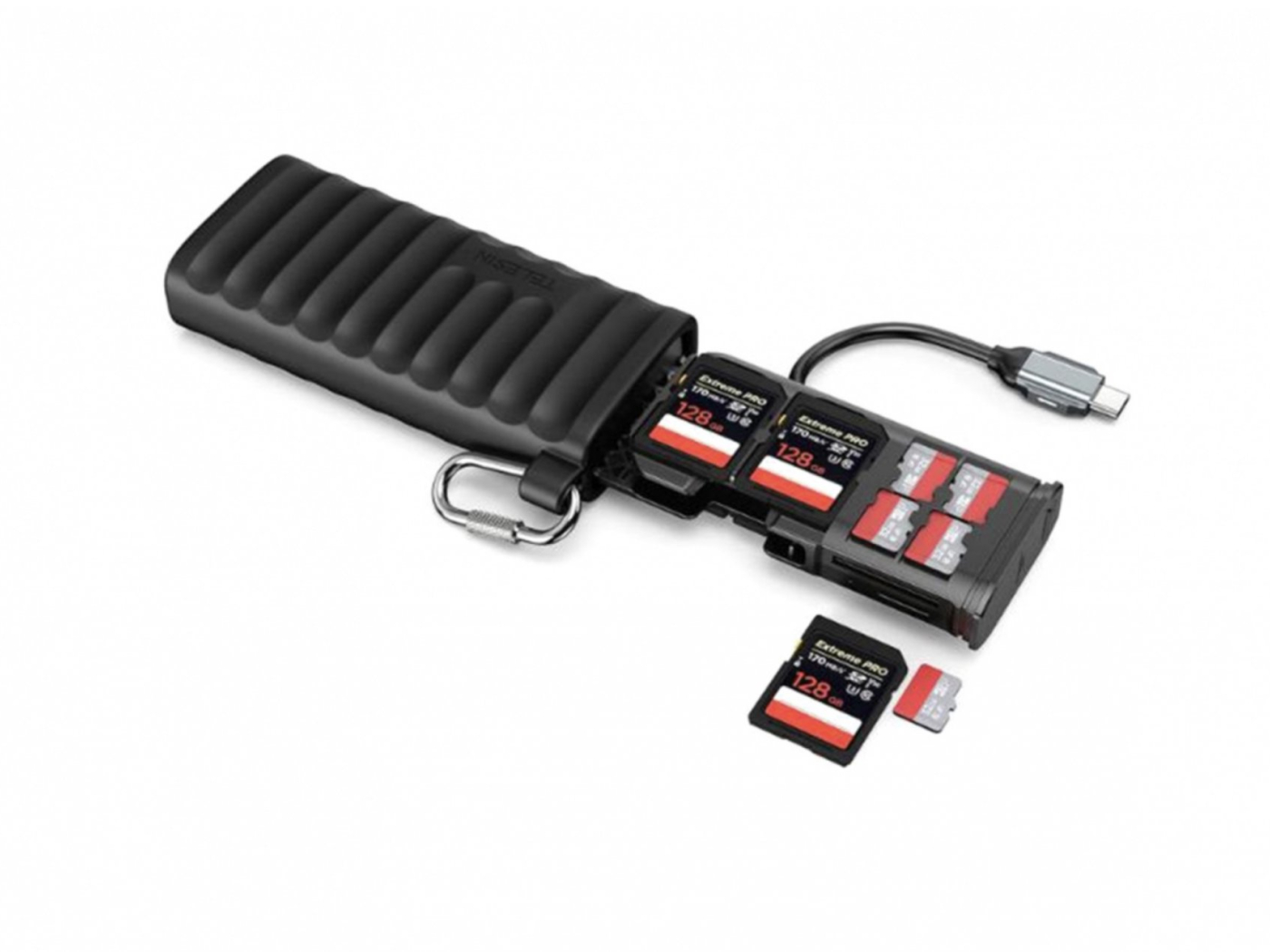 2v1 čtečka karet a úložné pouzdro