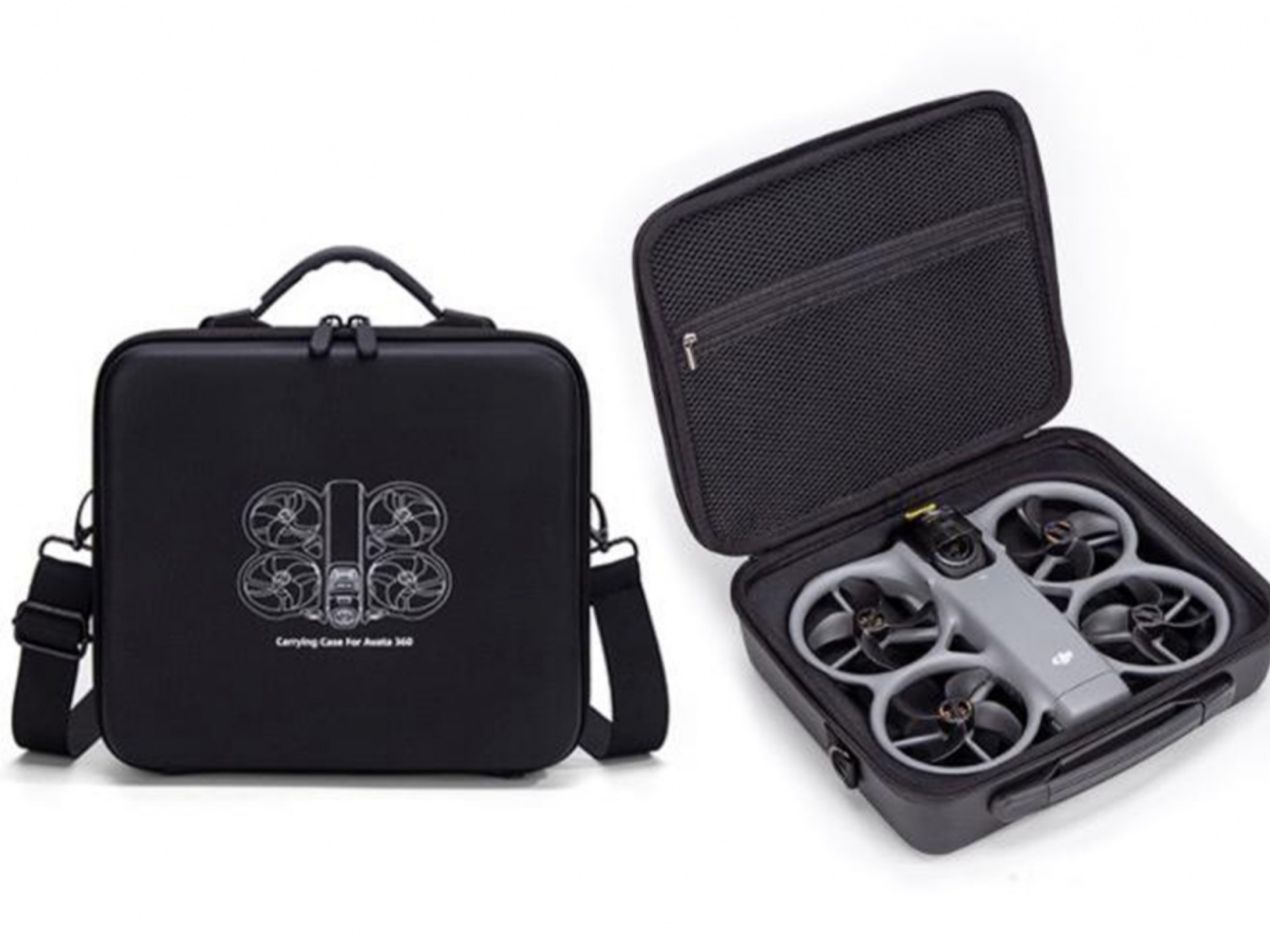 Dvouvrstvé PU pouzdro pro dron DJI Avata 360 (černé) uvnítř.jpeg