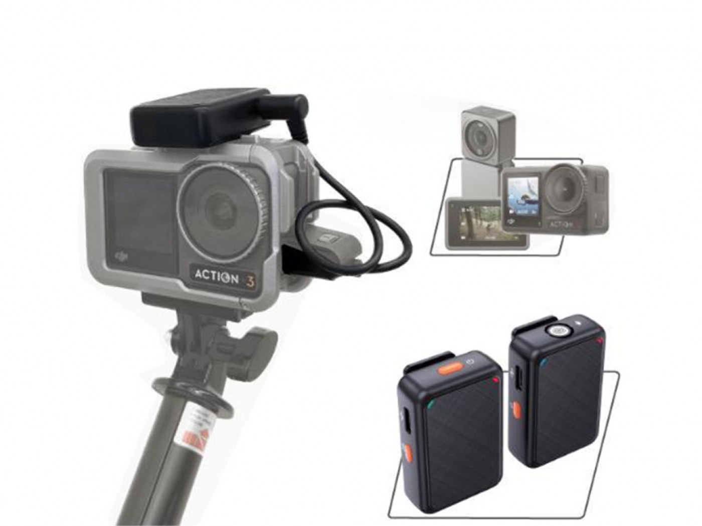 2.4G bezdrátový mikrofon s baterií pro kameru DJI Osmo Action 3 / Osmo Action 4