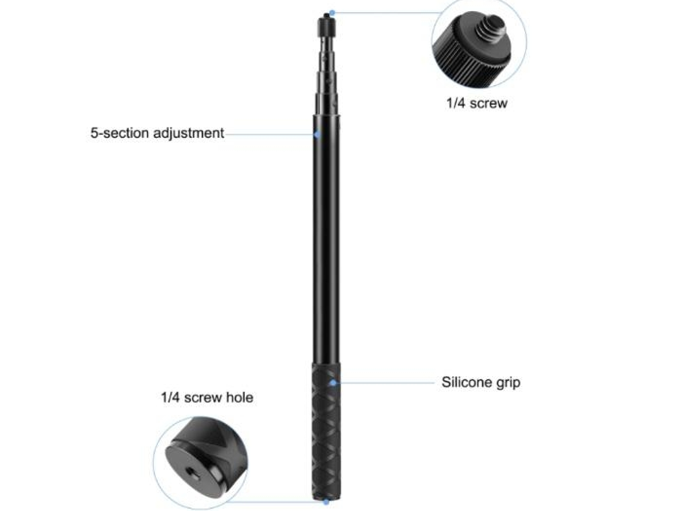 Prodlužující selfie tyč na kameru Insta360 (157 cm)