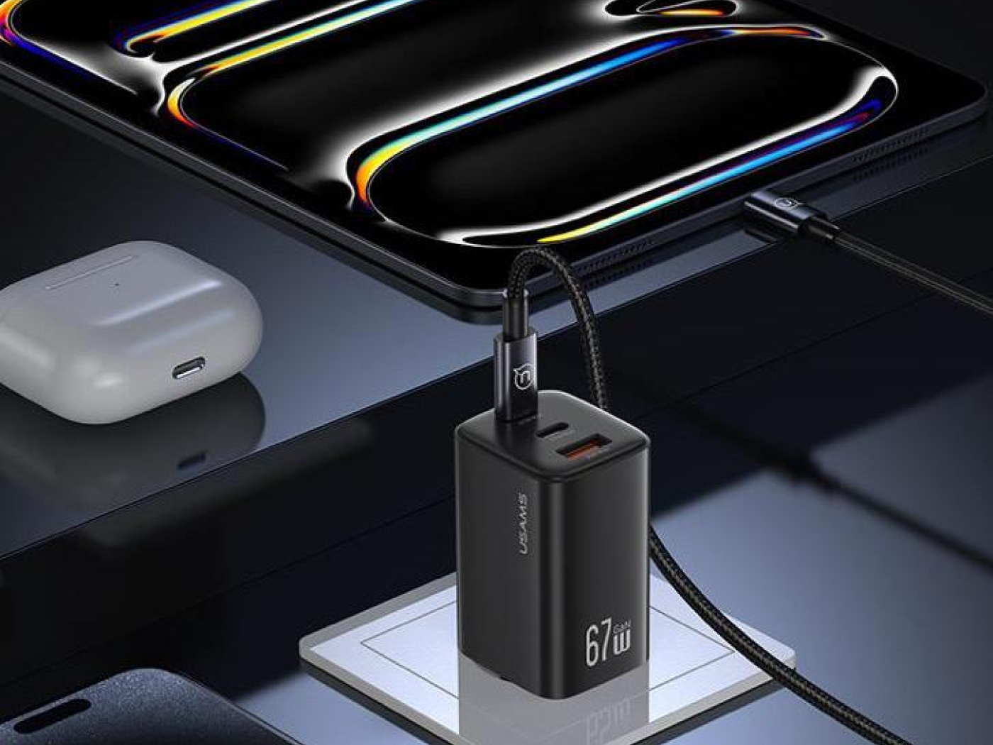 Nabíjecí adaptér USAMS 67W s 3 Porty – USB-C a USB-A