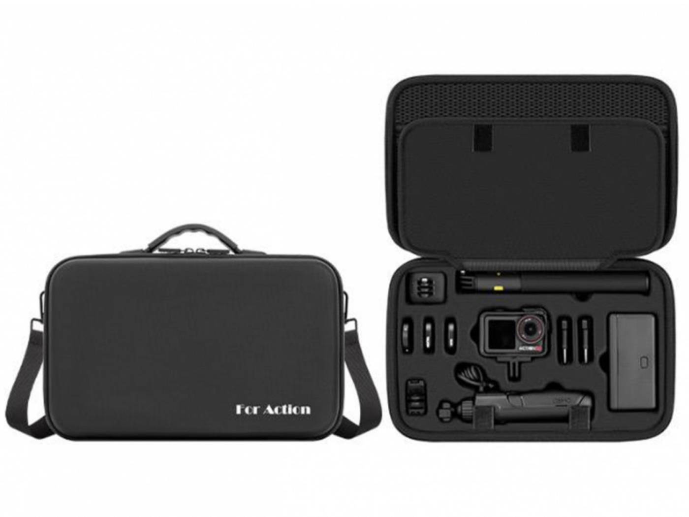 PU pouzdro pro akční kameru DJI Action 5 Pro a multifunkční nabíjecí rukojeť