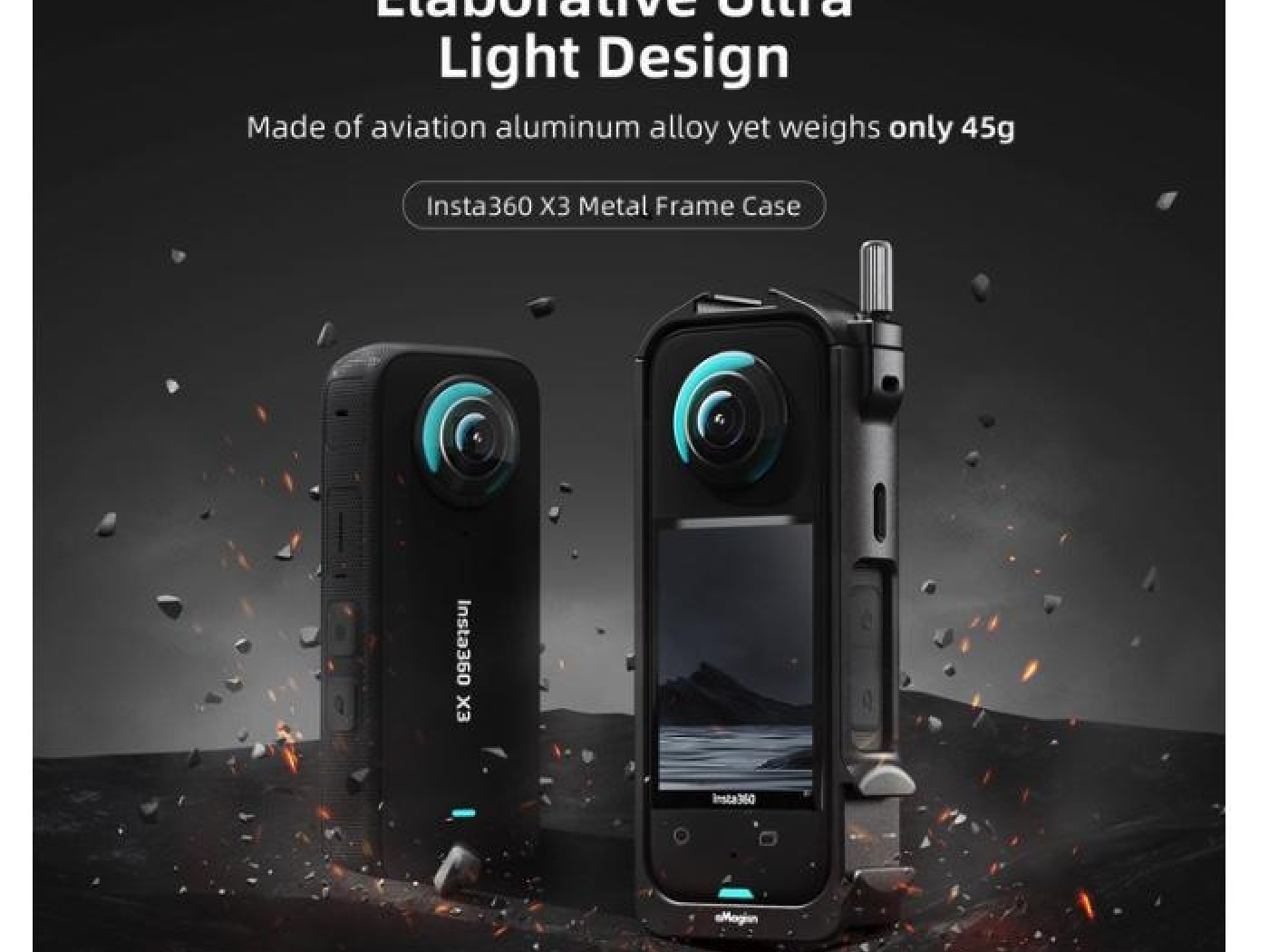 Rám z hliníkové slitiny na kameru Insta360 X3