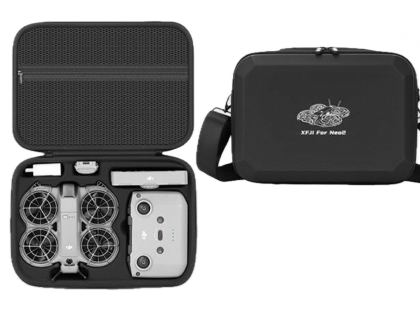 Černé PU pouzdro pro dron DJI Neo 2 + RC-N3