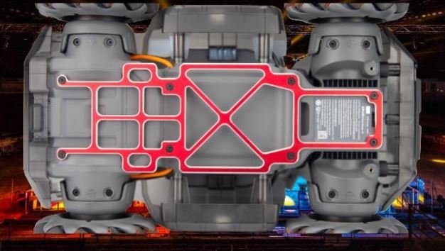 Spodní hliníkový rám na DJI RoboMaster S1 zespoda