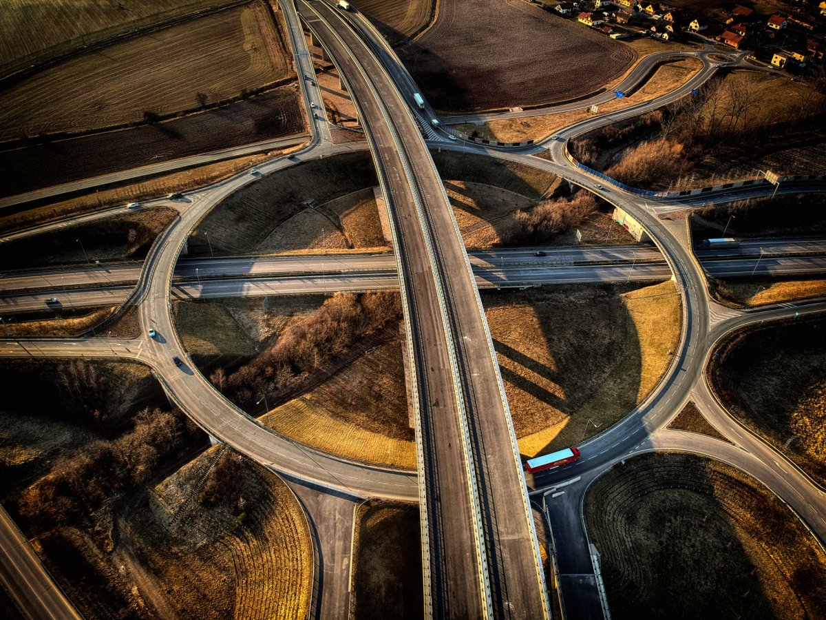 Highway drone photography