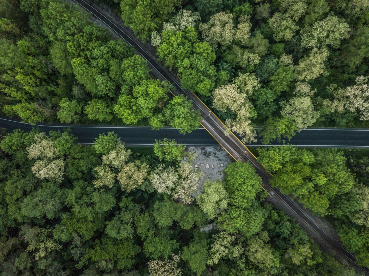 Track and road drone photography