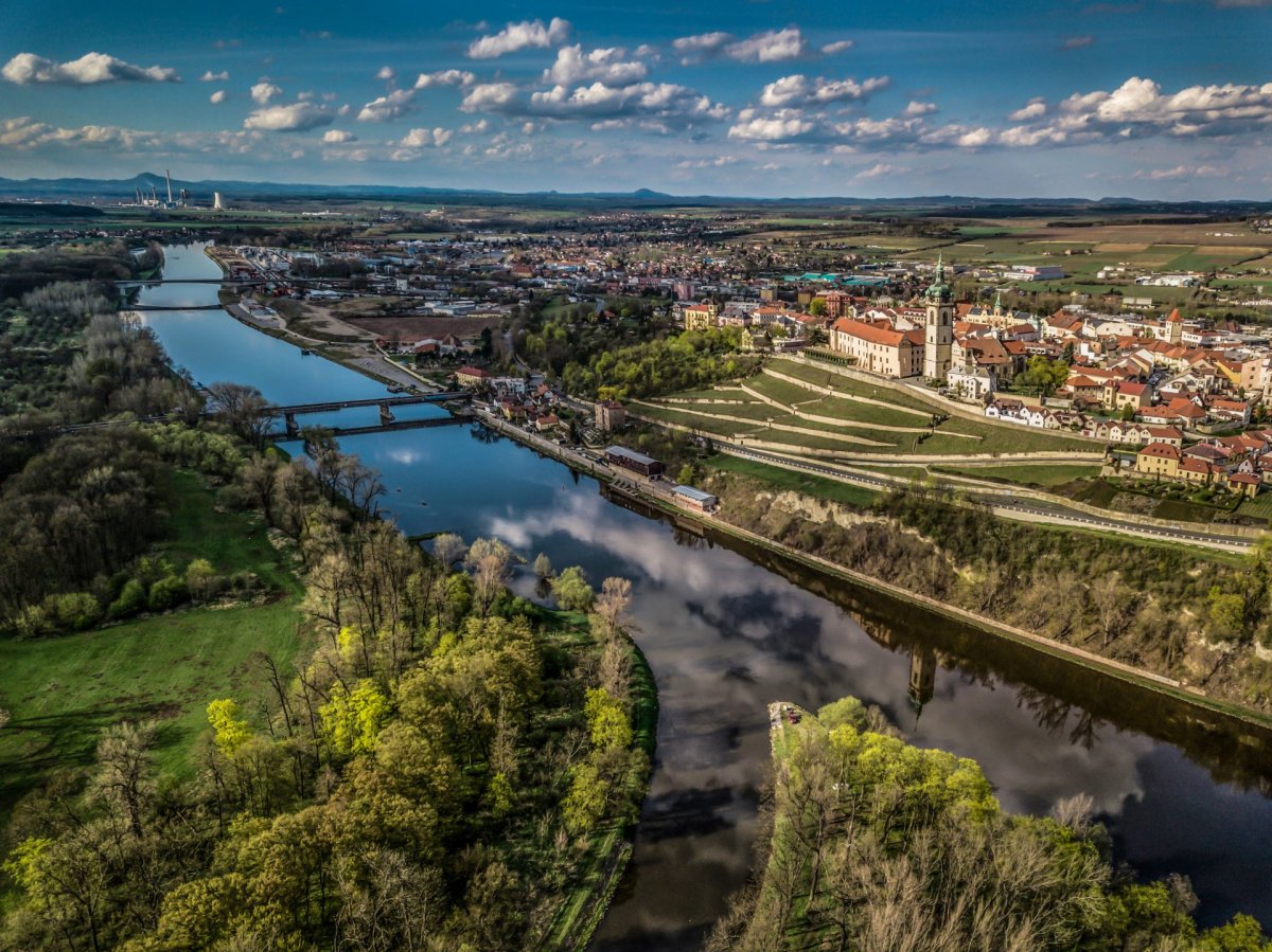 Flowing river drone photography