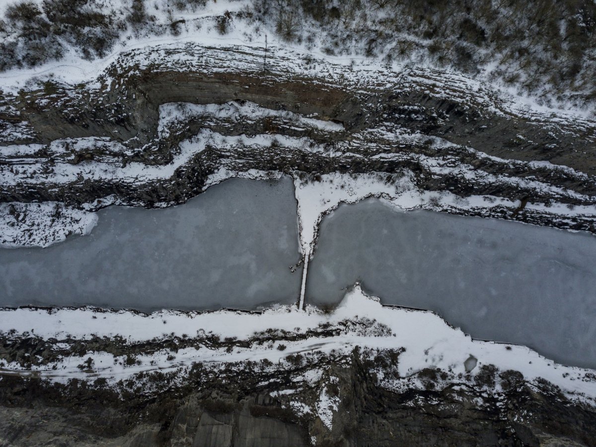 Winter quarry drone photography