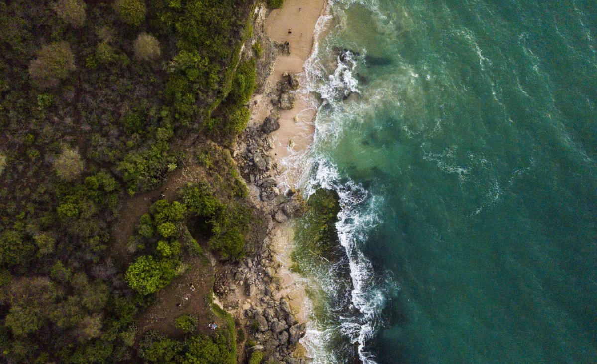 Bali coast and waves drone photography