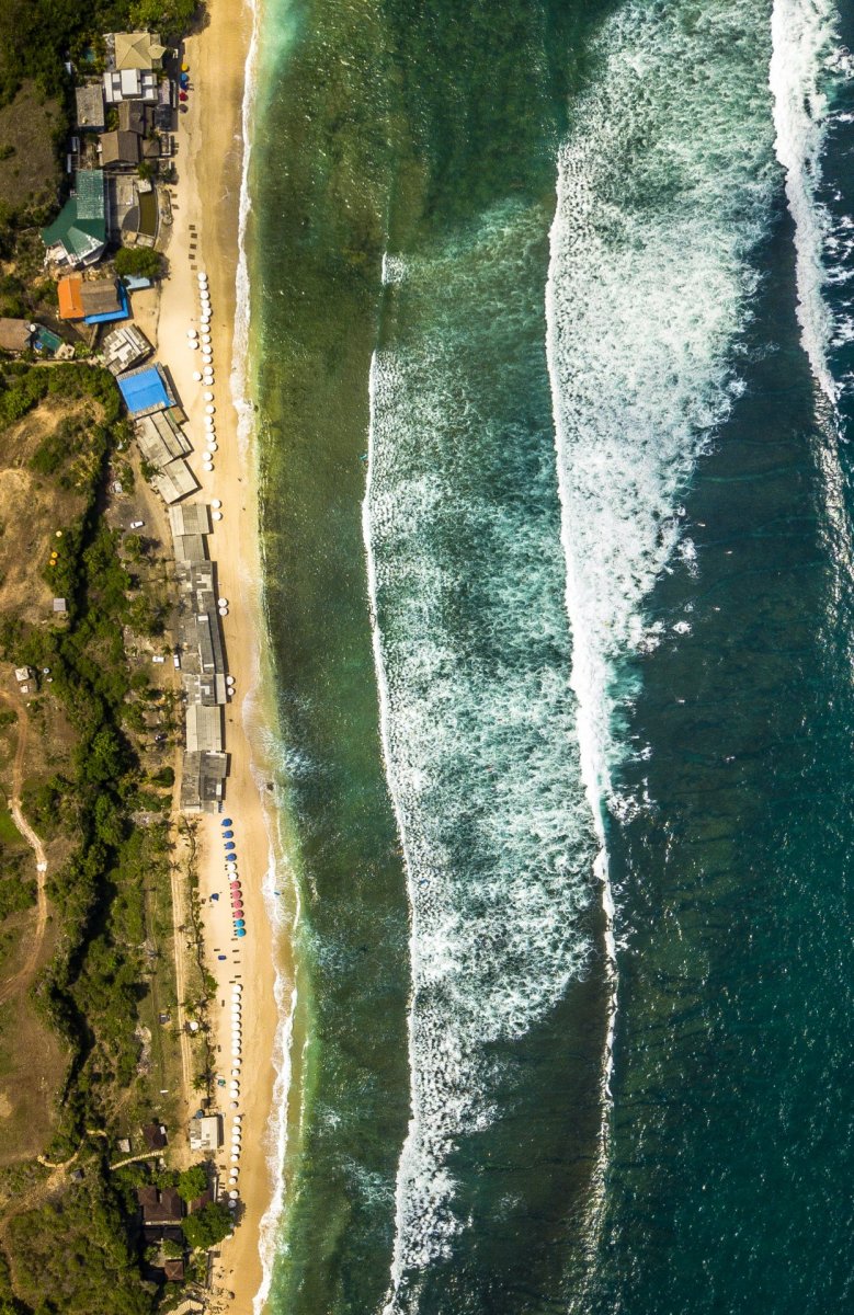 Drone photography beach and waves