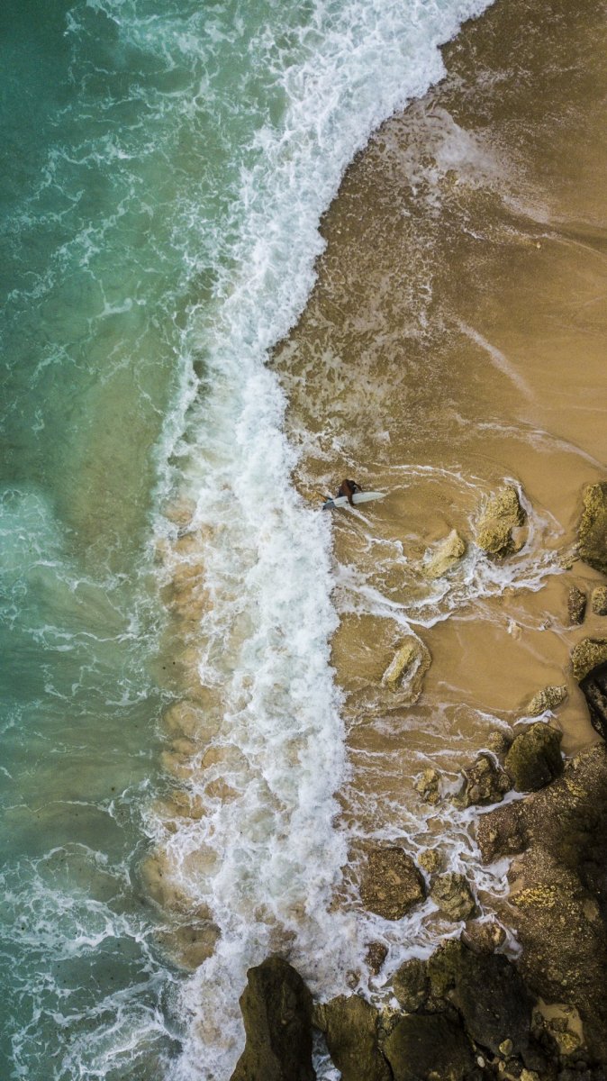Drone photography beach and wave