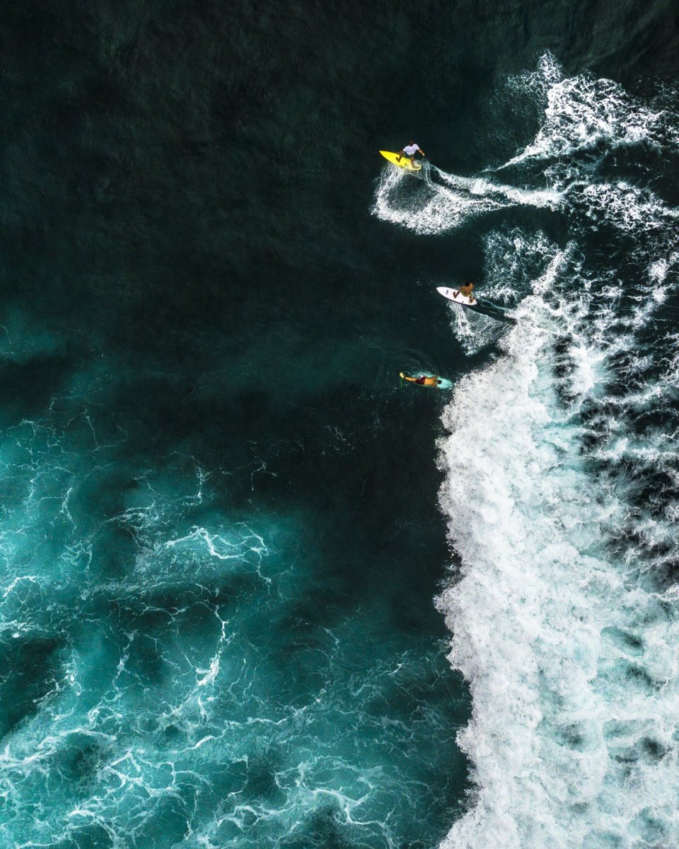 Surfer drone photography