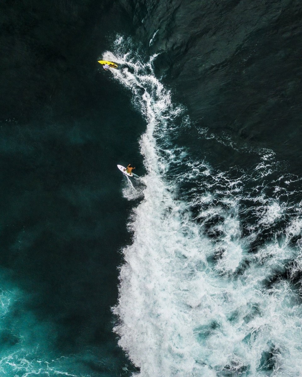 Surfers drone photography