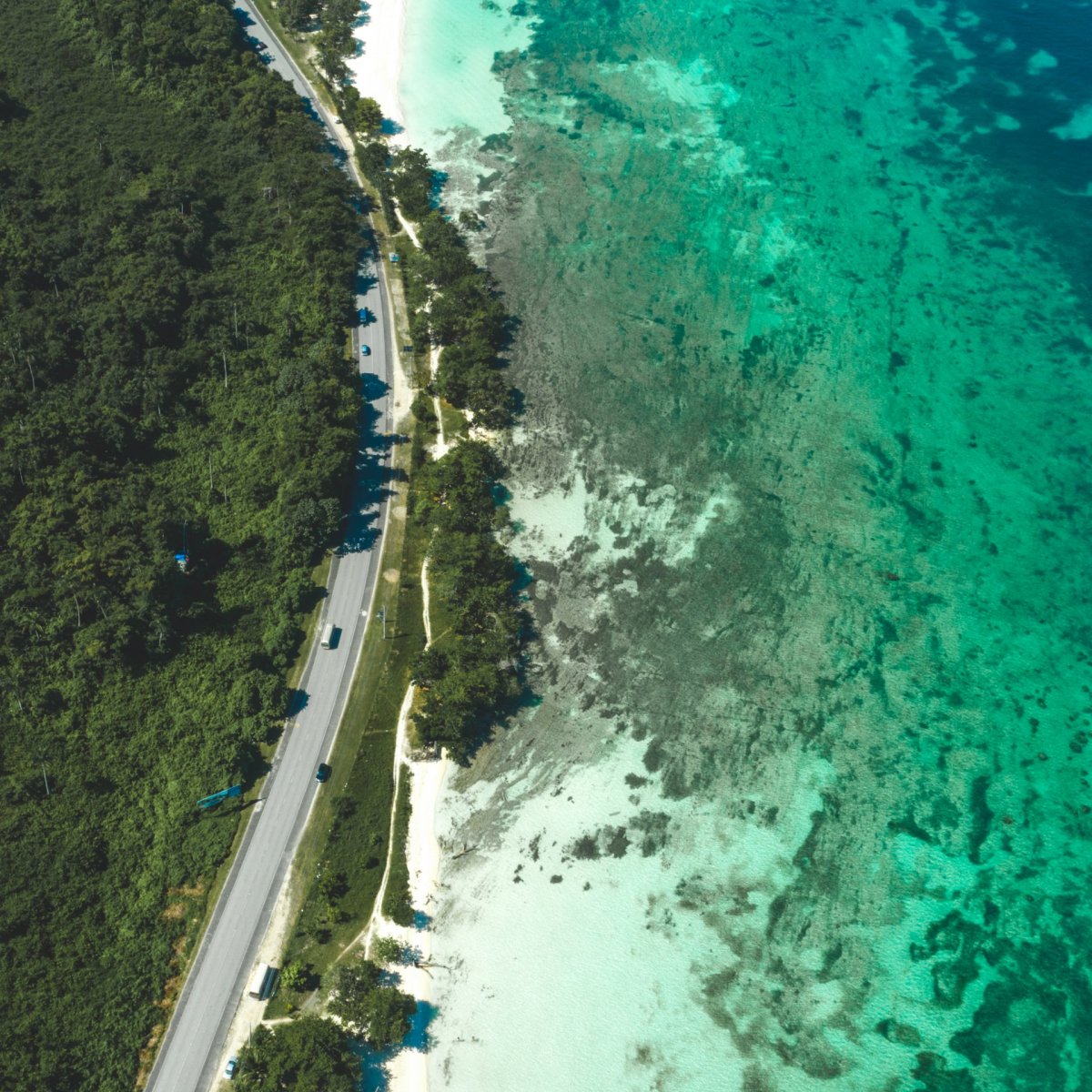 Road and beach drone photography